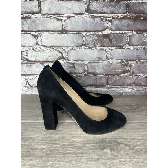 J.Crew Classic Black Suede Block Heel Round Toe Pump Heel Shoe Women Sz 8M US/39 - Picture 15 of 16